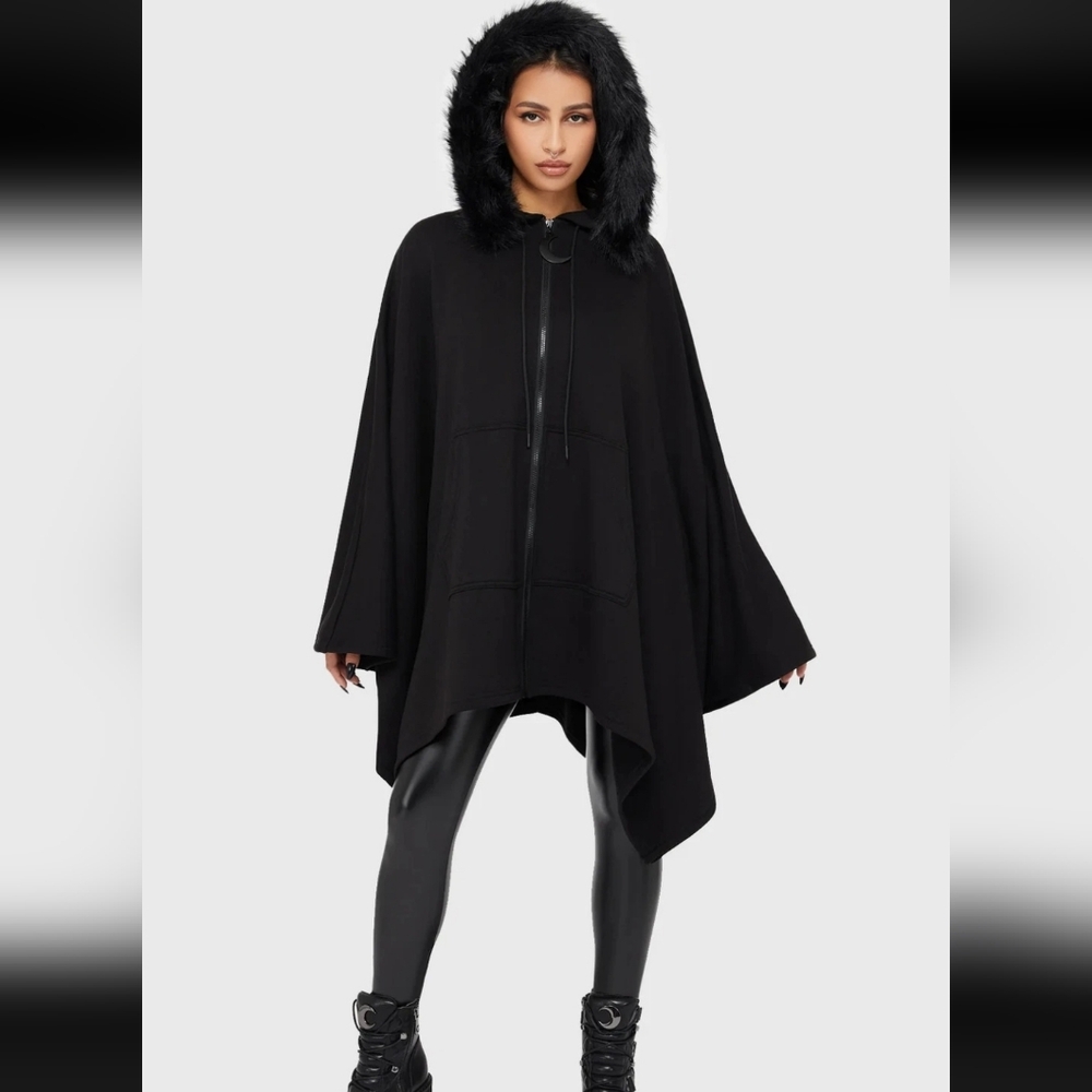 Killstar Black Hooded Poncho Sweater - Picture 10 of 10